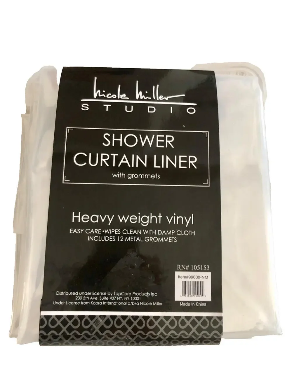 NWT Nicole Miller Clear Heavyweight Vinyl Shower Curtain Liner w/ Grommets 70x72
